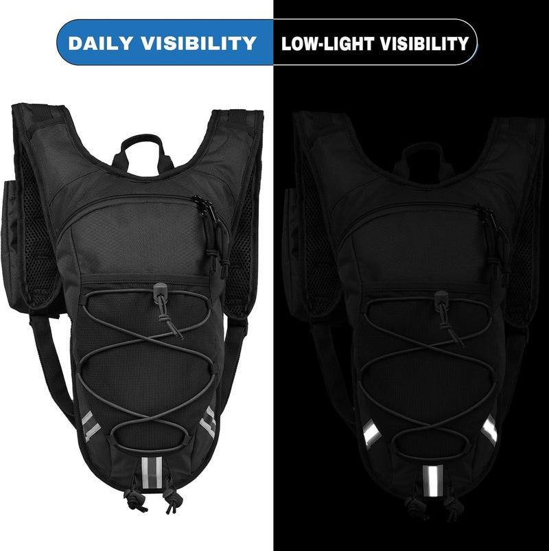 DEVONWIDE Lightweight Hydration Backpack 2L Water Bladder Pack for Running, Cycling, Hiking – Anti-Theft Water Backpack with Phone Holder, Trekking Pole Holder & Reflective Strips for Men & Women - Image 3